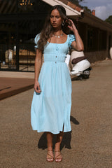 Seaside Picnic Midi Dress Sky Blue